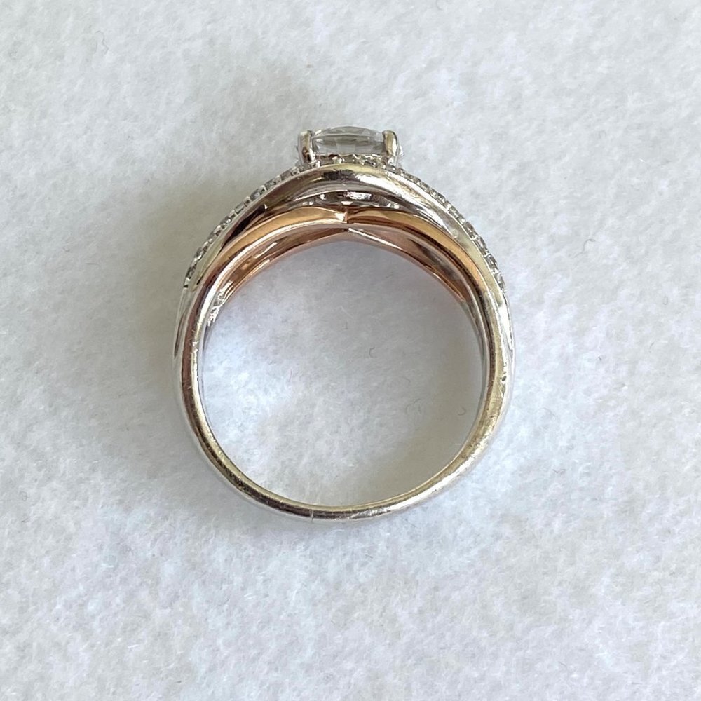 Sterling Silver 925 JA 10K Rose Gold 7MM Round Cubic Zirconia Ring Sz 7.75 - Picture 6 of 16